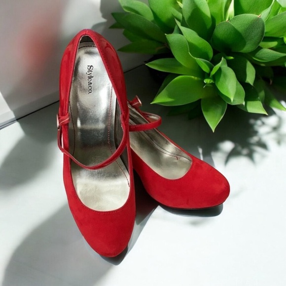 Style & Co Red Kaylee Womens Mary Janes Pumps - Picture 3 of 16